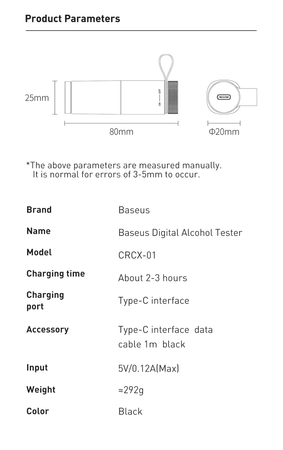 Baseus LED Display Automatic Alcohol Tester