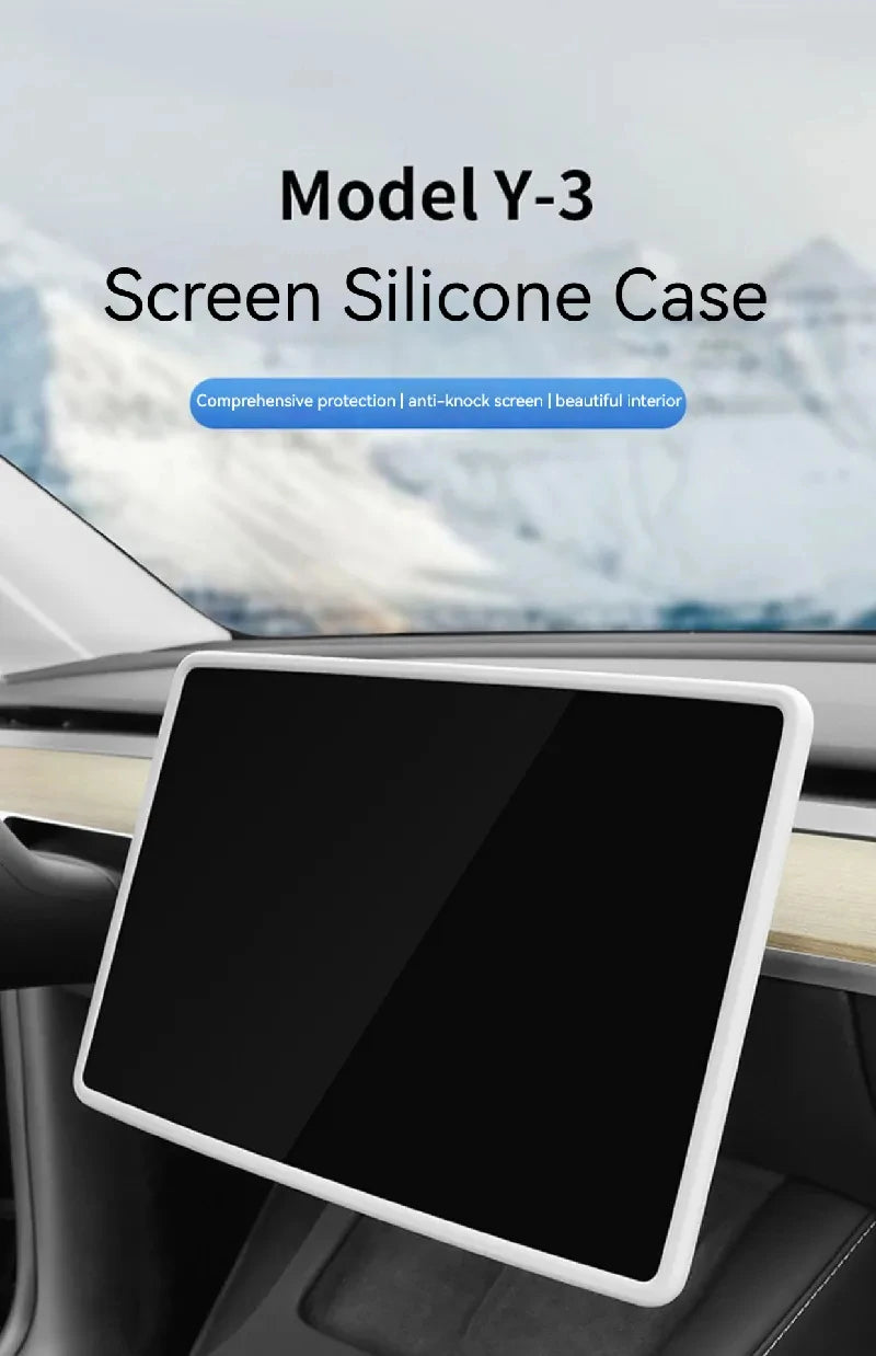 KupyShop™ Silicone Screen Protective Frame For Tesla Model 3 Y Edge Cover Central Control Navigation Screen Protector Trim Car Accessories