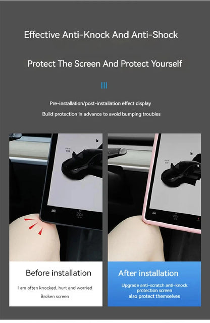 KupyShop™ Silicone Screen Protective Frame For Tesla Model 3 Y Edge Cover Central Control Navigation Screen Protector Trim Car Accessories