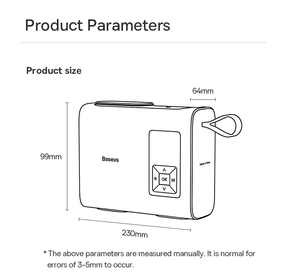 Baseus Wireless Tire Inflator For Car Motorcycle Bicycle Tyre Air Pump